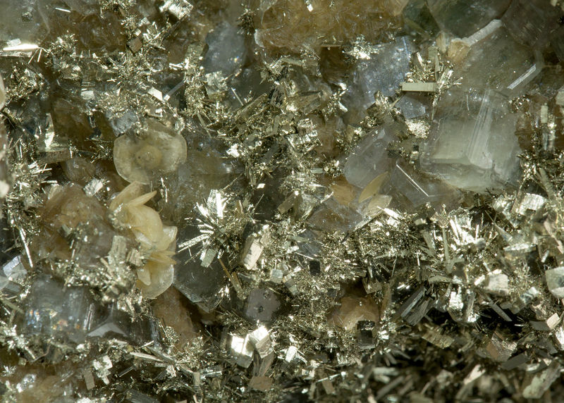 Pyriet with Fluorapatite and Siderite - Panasqueira Mines_Portugal.jpg